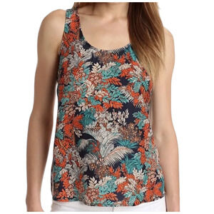 Lucky Brand Womens Silk Floral Boho Festival Summer Sleeveless Tank Top Size S